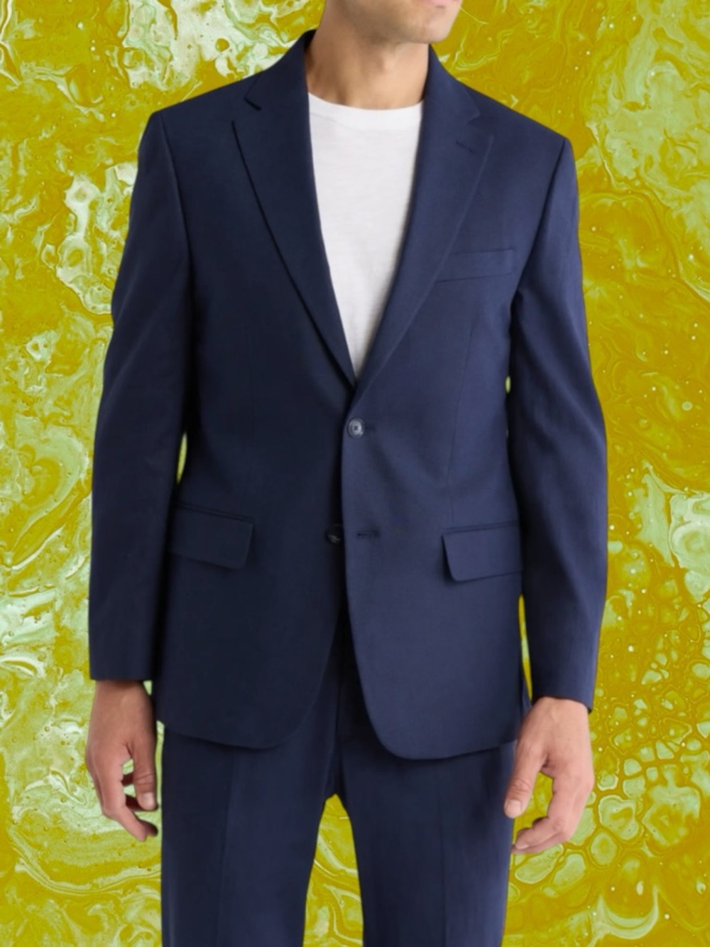 Tommy Hilfiger Wool Blend Notch Collar Double Button Sports Coat Blazer Navy 46L